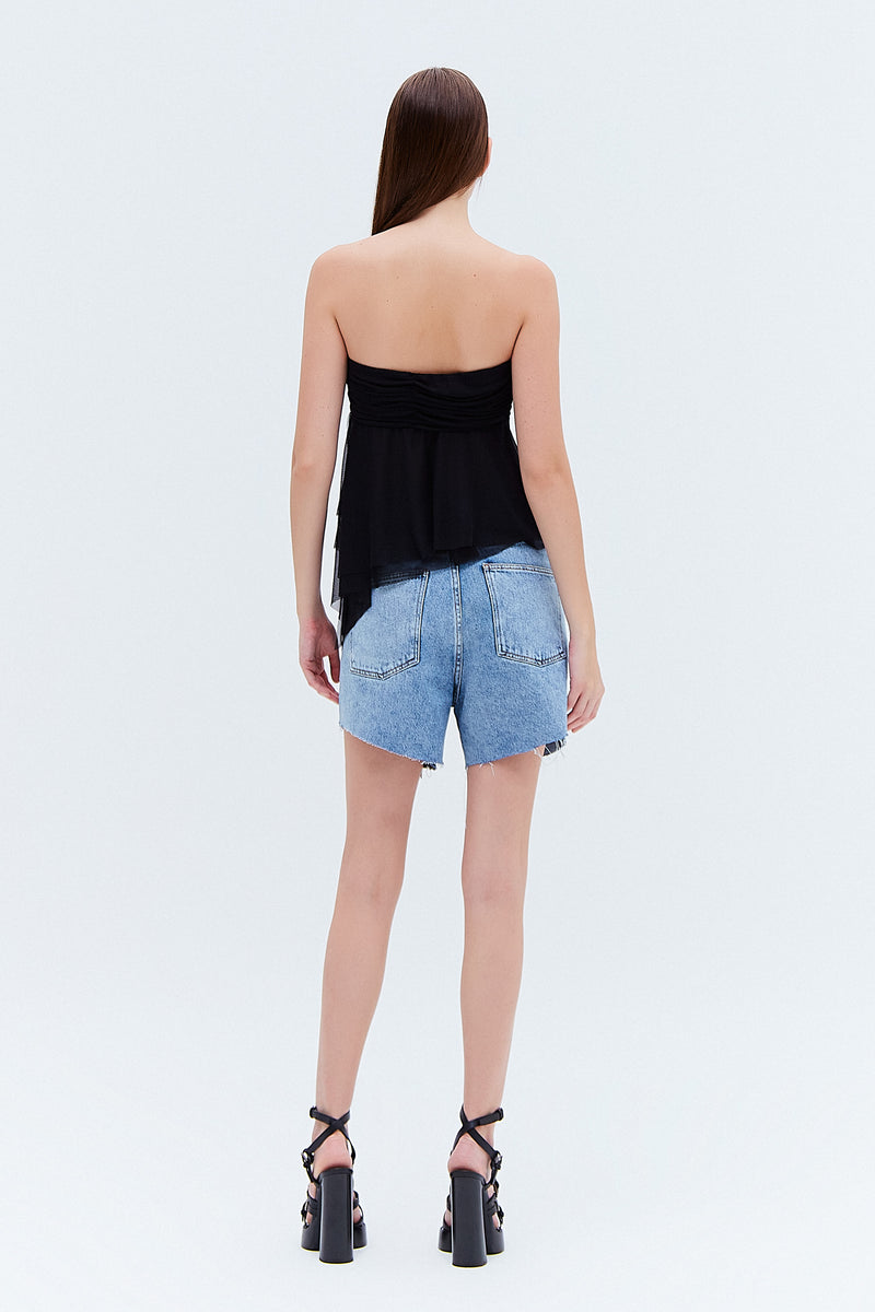 BLUSA TOMARA QUE CAIA PEITO DRAPEADO TULE PRETO (8275817791715)