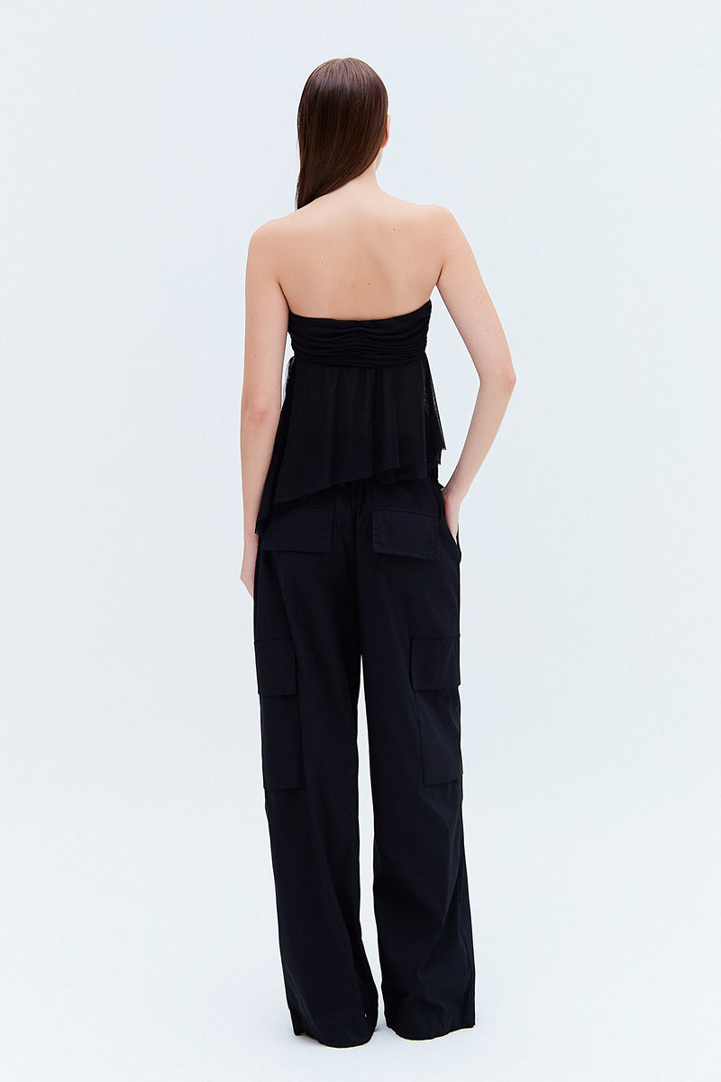 BLUSA TOMARA QUE CAIA PEITO DRAPEADO TULE PRETO (8275817791715)