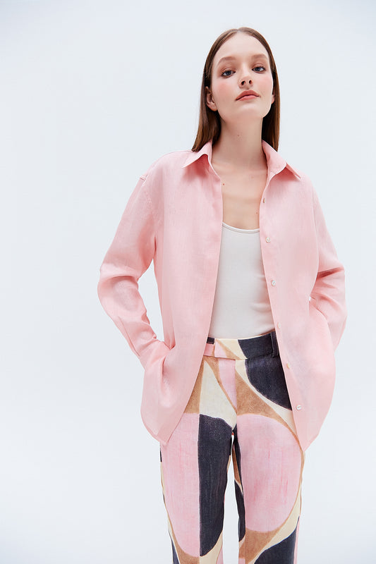 CAMISA CAMBRAIA LINHO  ROSA (8275818873059)