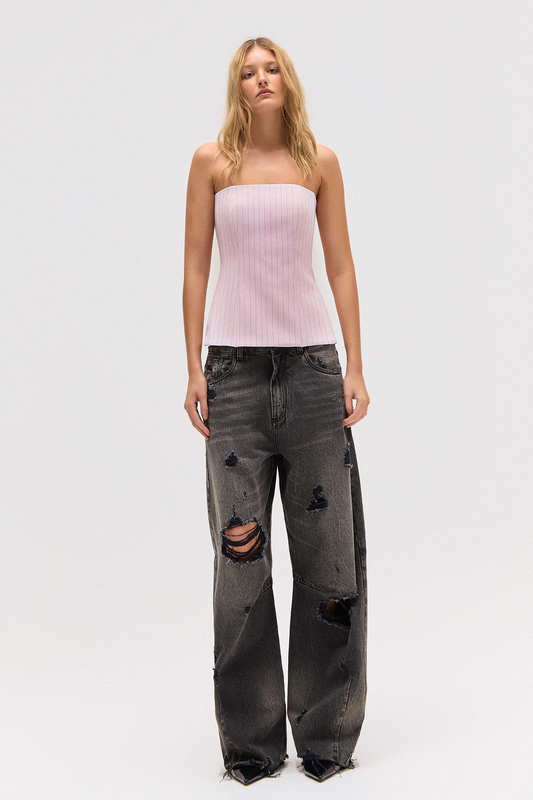 TOP CORSET CREPE PATOU RISCA DE GIZ ROSA (8784857727203)
