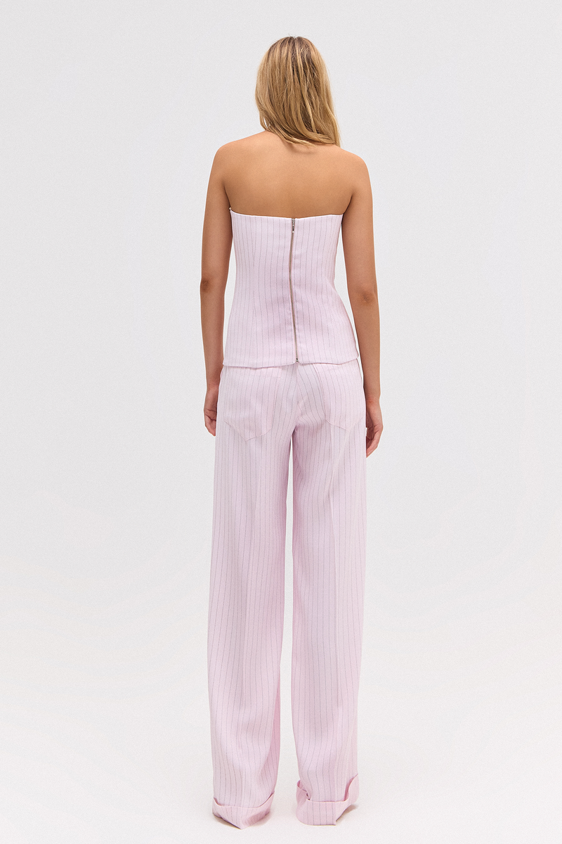 CALÇA ALFAIATARIA BARRA ITALIANA CREPE PATOU RISCA DE GIZ ROSA (8784854515939)