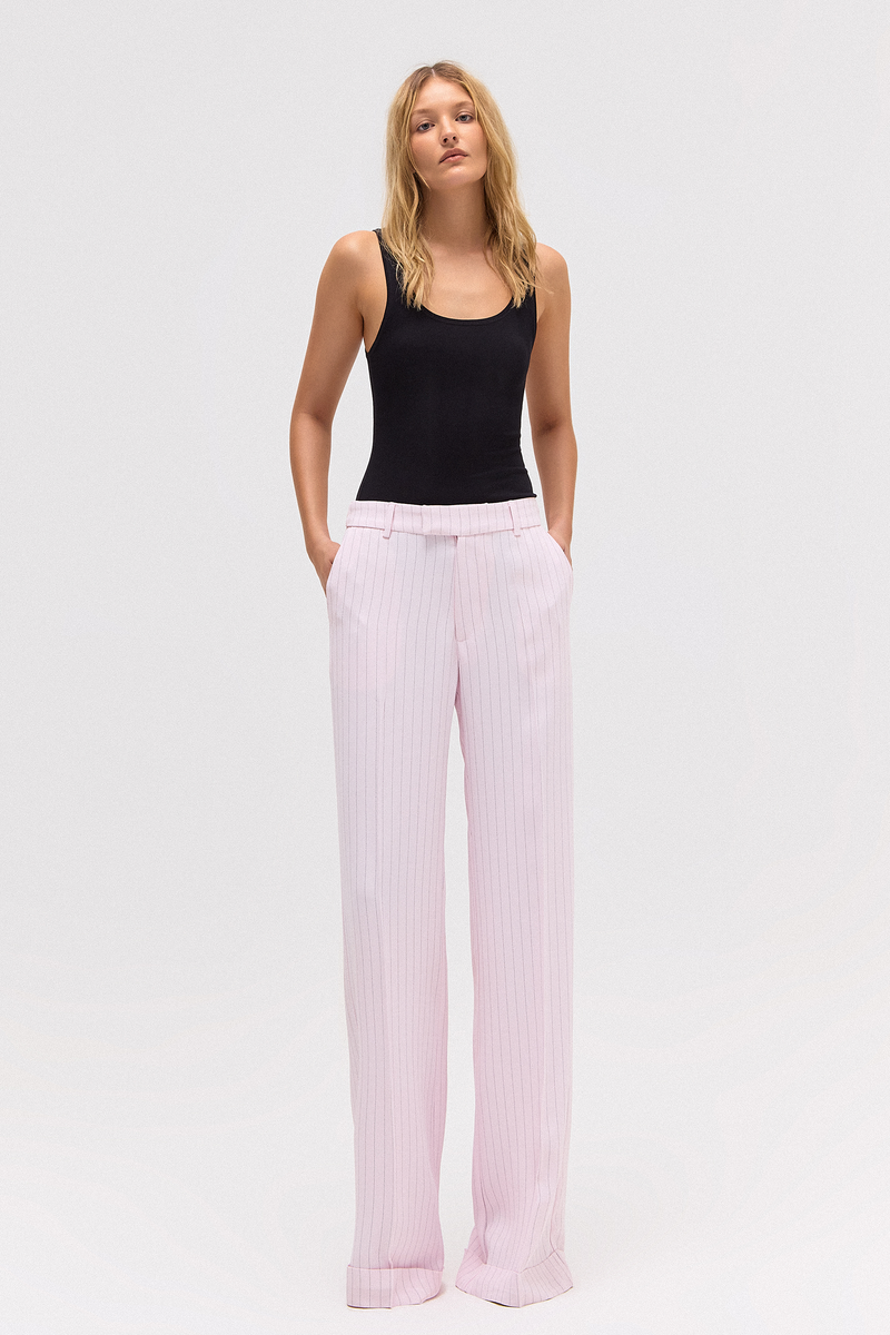 CALÇA ALFAIATARIA BARRA ITALIANA CREPE PATOU RISCA DE GIZ ROSA (8784854515939)