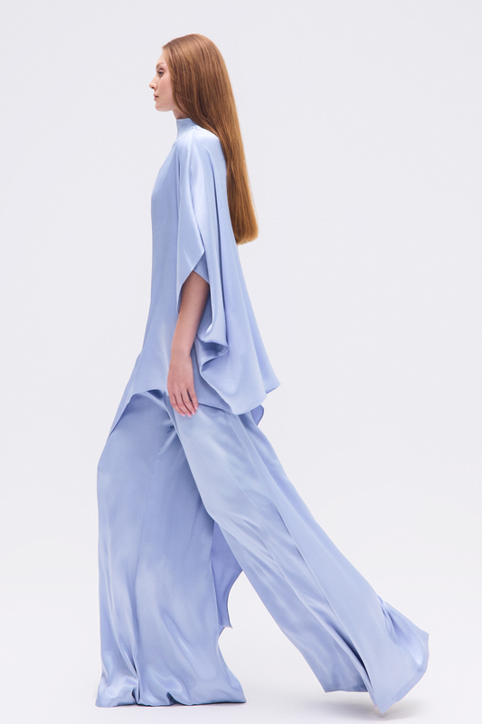 CALÇA PANTALONA ELÁSTICO CÓS CETIM AZUL (8748925583587)