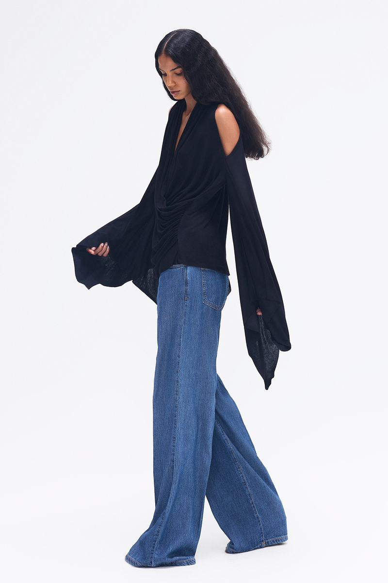 BLUSA TRANSPASSE FRENTE MANGAS MALHA PRETA (8748925026531)