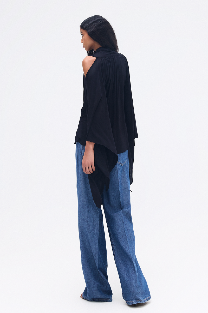 BLUSA TRANSPASSE FRENTE MANGAS MALHA PRETA (8748925026531)
