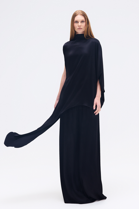 BLUSA KAFTAN ASSIMÉTRICA CETIM PRETO (8748924797155)