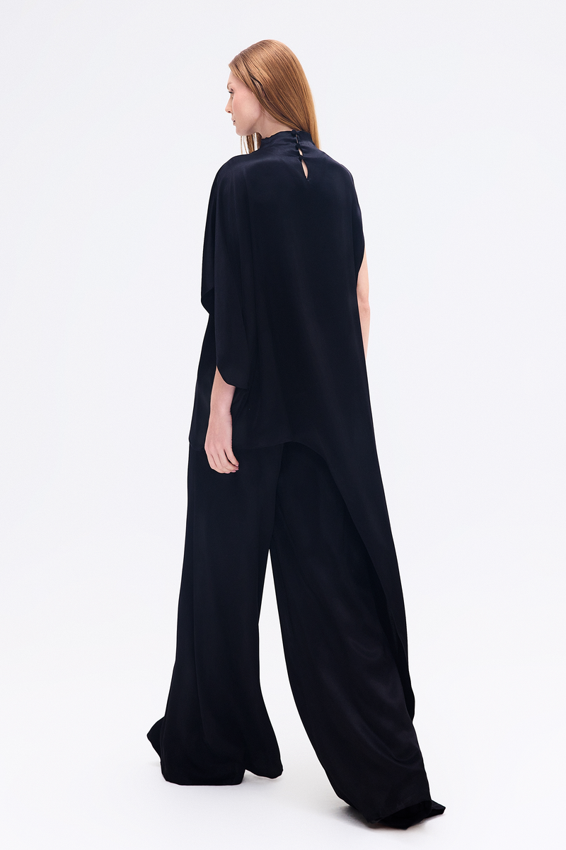 CALÇA PANTALONA ELÁSTICO CÓS CETIM PRETO (8748925714659)