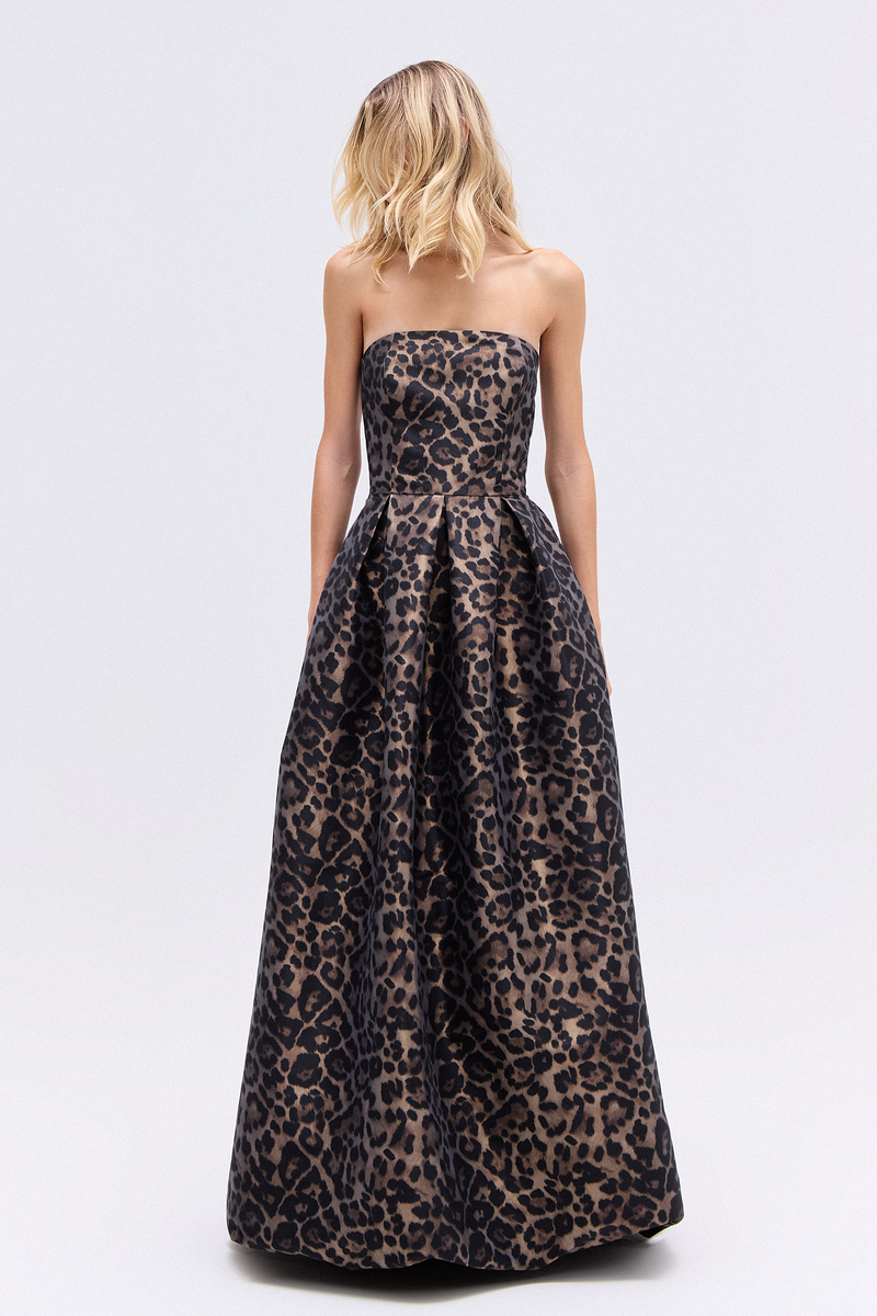 VESTIDO LONGO BALONÊ TOMARA QUE CAIA TAFETÁ ONÇA (8784859201763)