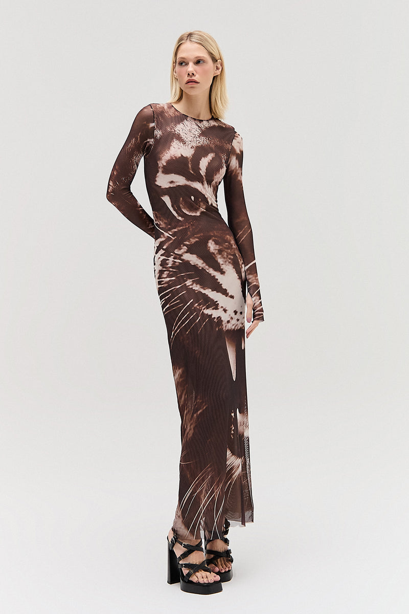 VESTIDO LONGO TULE ESTAMPA TIGRE (8579906666723)