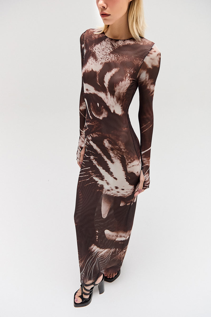 VESTIDO LONGO TULE ESTAMPA TIGRE (8579906666723)