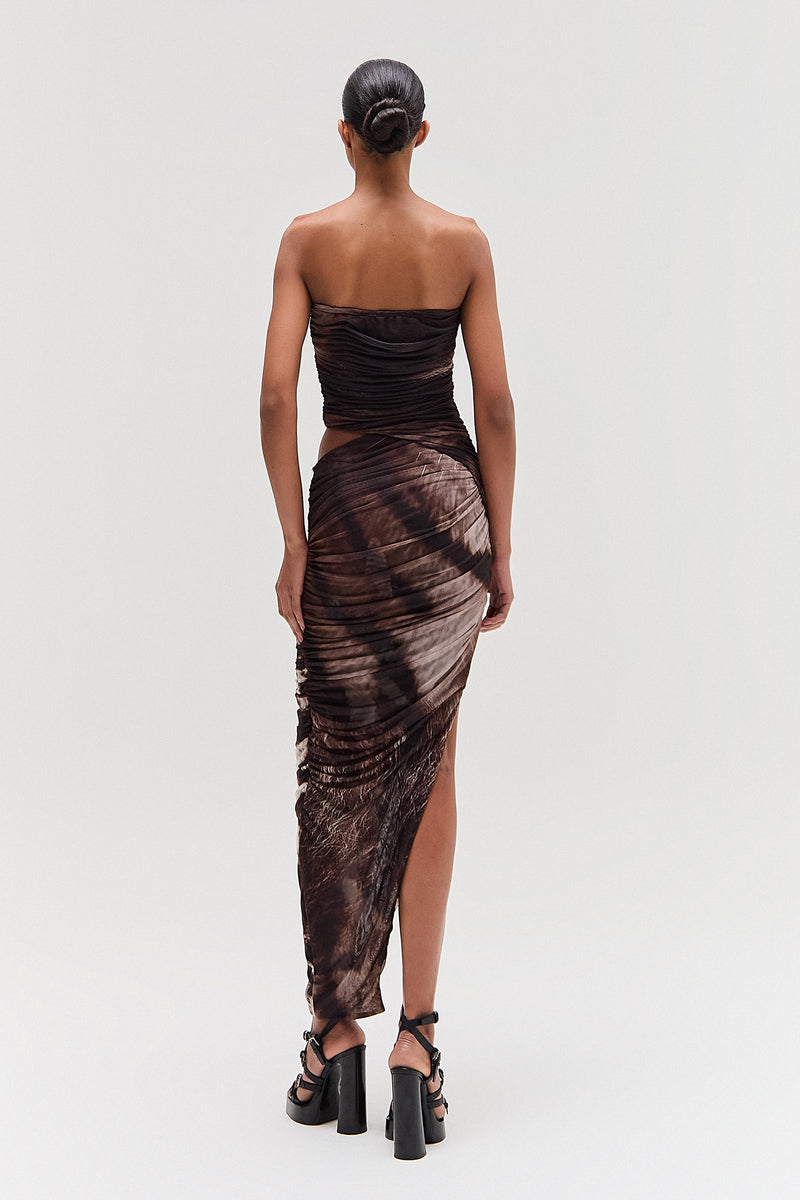 VESTIDO TOMARA QUE CAIA TULE DRAPEADO ESTAMPA TIGRE (8579906896099)