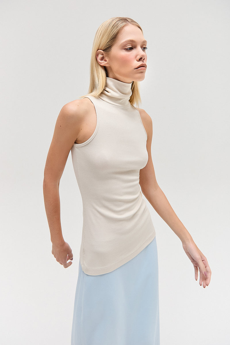 SAIA LONGA RETA FENDA LATERAL CREPE PATOU AZUL CLARO (8579904700643)