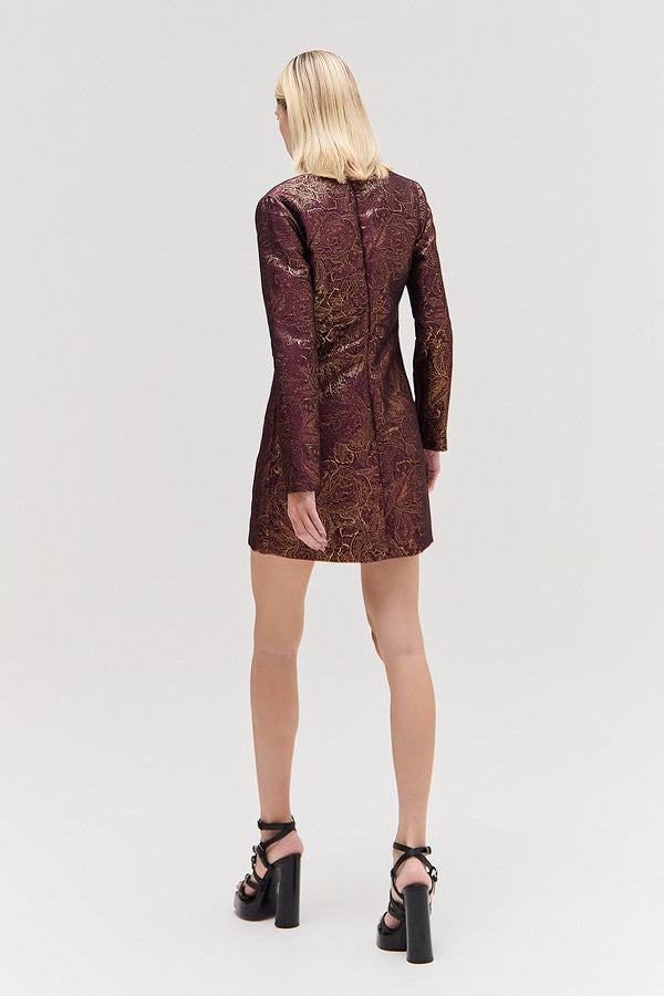 VESTIDO CURTO JACQUARD BORDô (8470124069091)