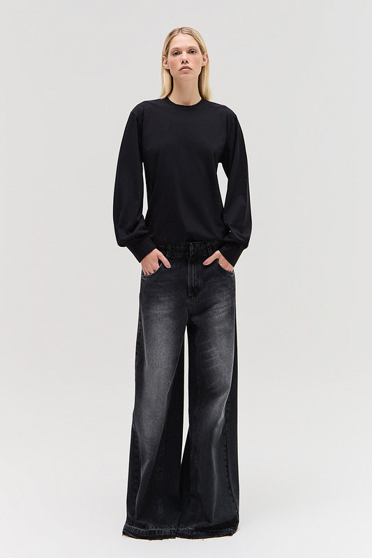 CAMISETA BÁSICA MANGA LONGA MALHA PRETA (8362932469987)