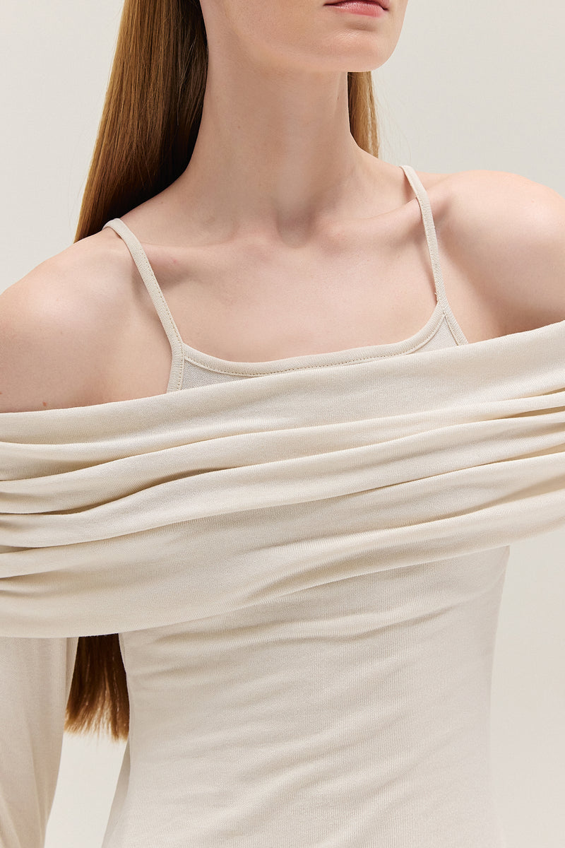 BLUSA MANGA LONGA PALA OMBRO A OMBRO MALHA BEGE (8537378717923)