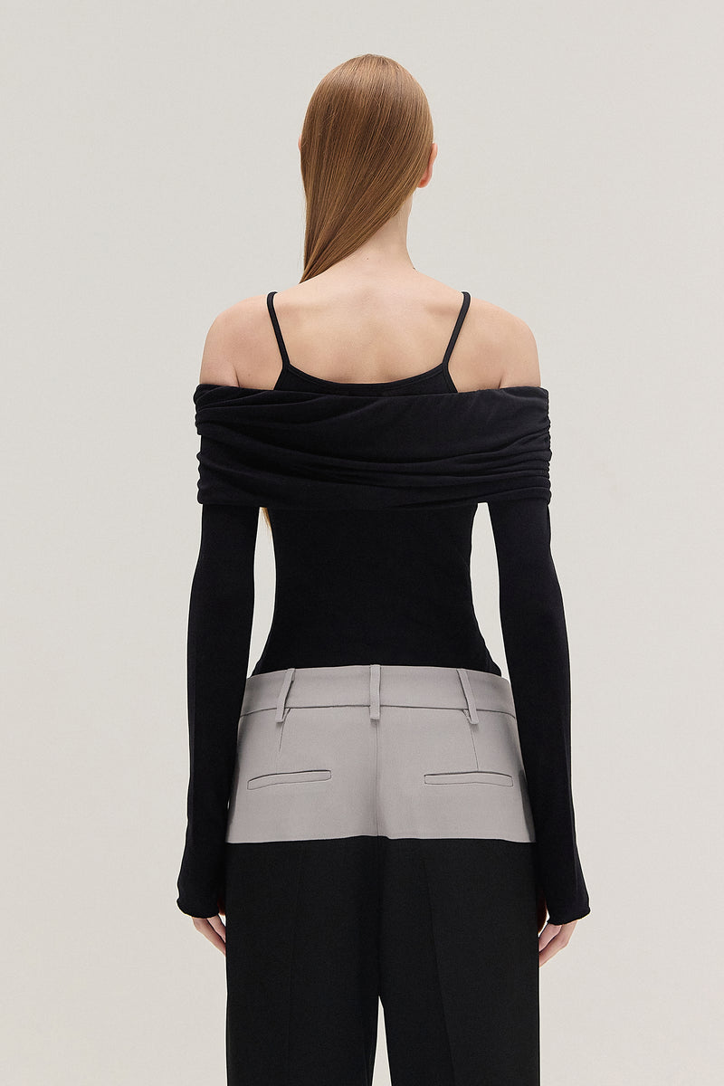 BLUSA MANGA LONGA PALA OMBRO A OMBRO MALHA PRETA (8537378848995)