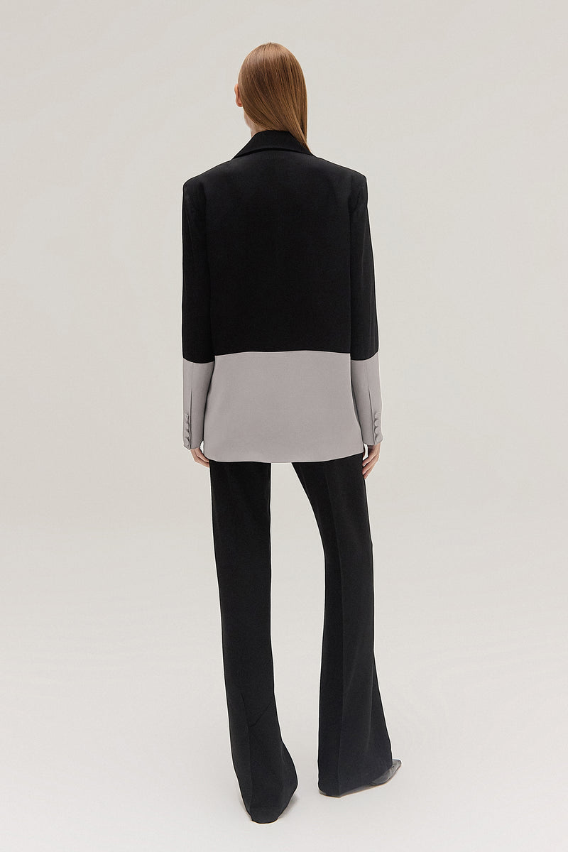 BLAZER BICOLOR CREPE PATOU PRETO E CINZA (8537361907939)