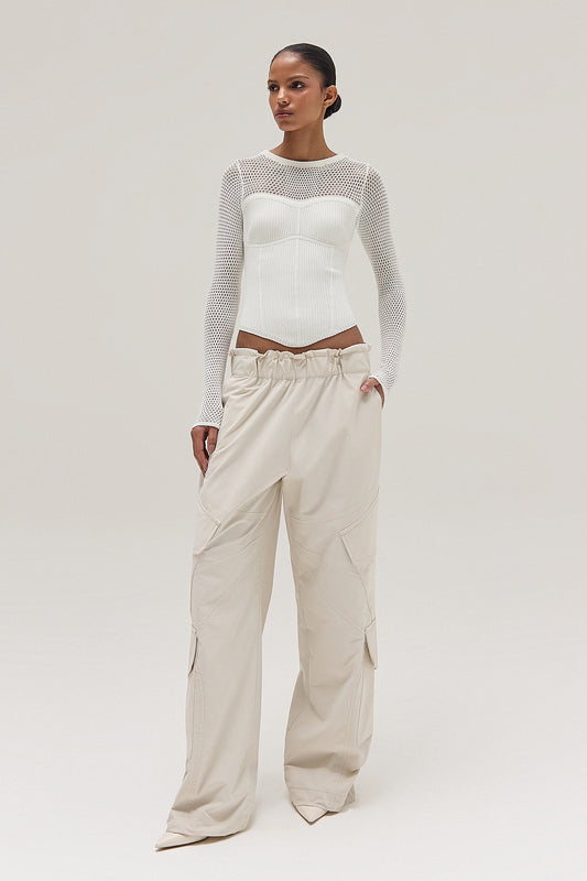 CALÇA CARGO POCKETS COTTON STRETCH OFF WHITE (8537366233315)