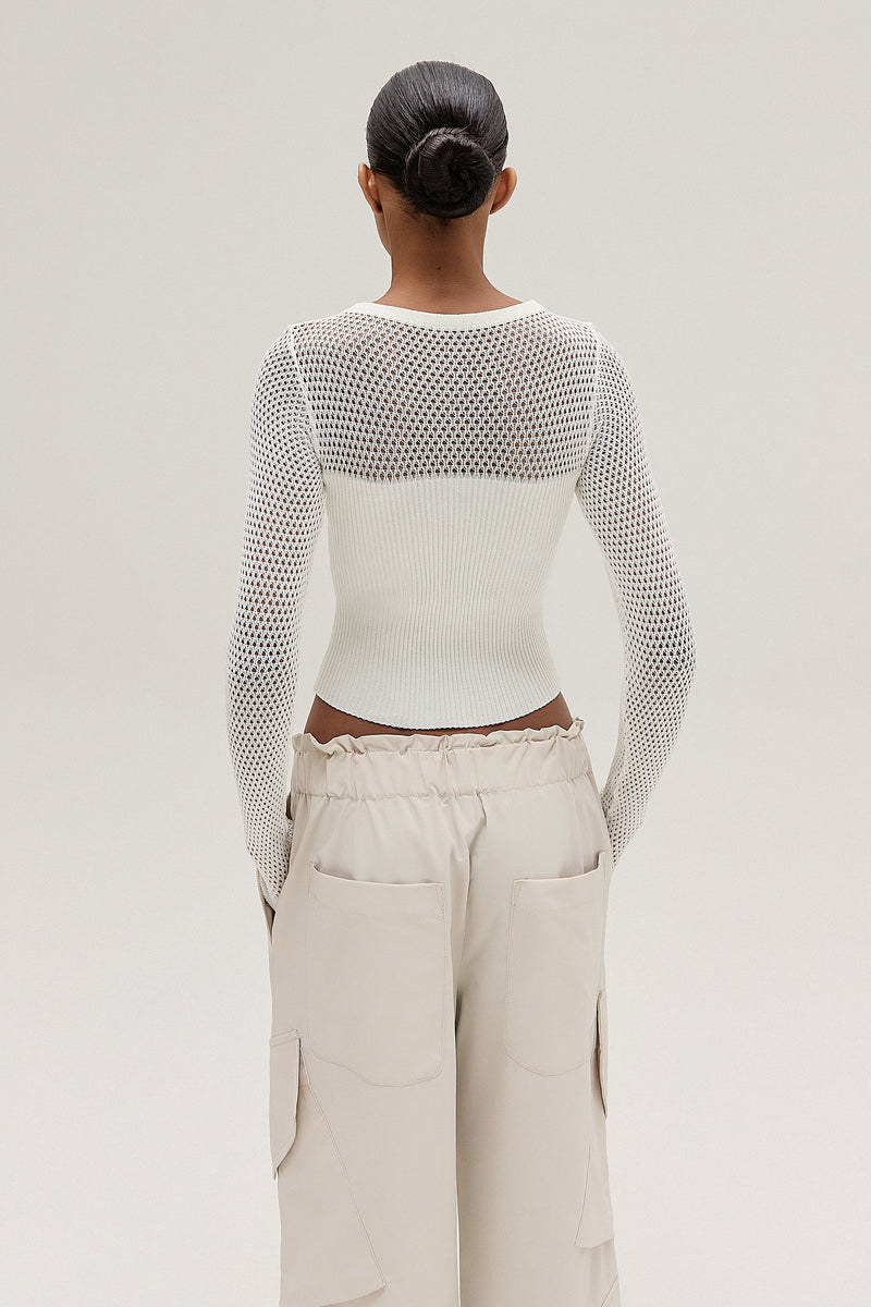 BLUSA TRICOT CORSET MANGA TELA OFF WHITE (8537364660451)