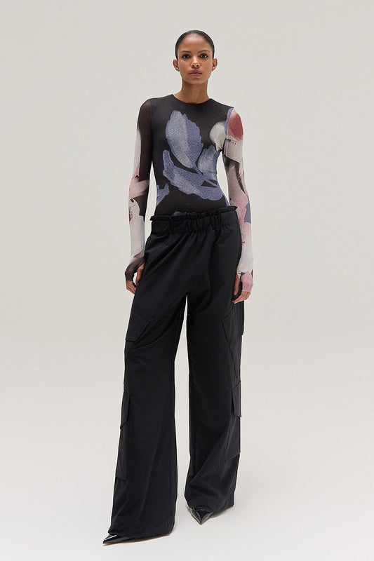 BLUSA TULE MANGA LONGA FLORAL PIXEL AZUL (8537365020899)