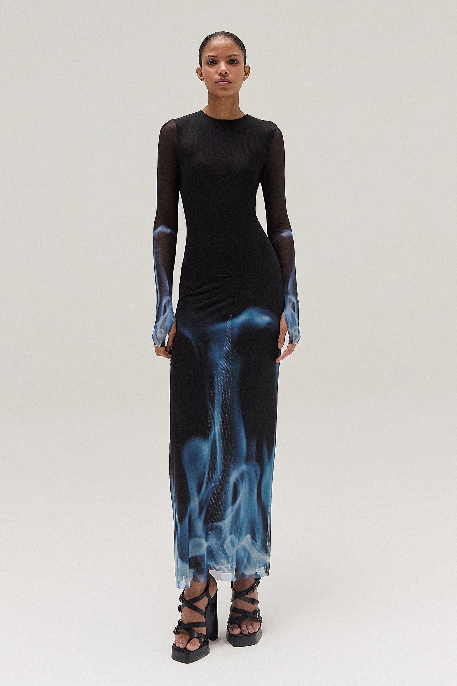 VESTIDO LONGO TULE FOGO AZUL – TIG STORE