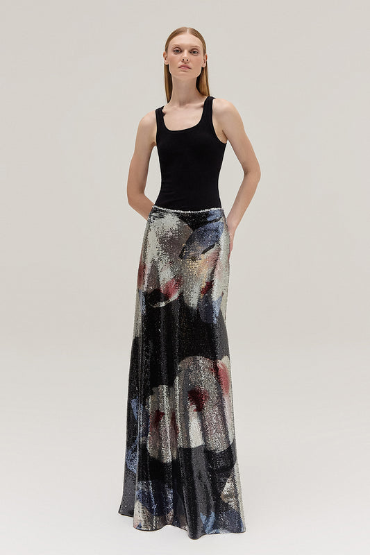 SAIA LONGA PAETE FLORAL PIXEL AZUL (8537371803875)