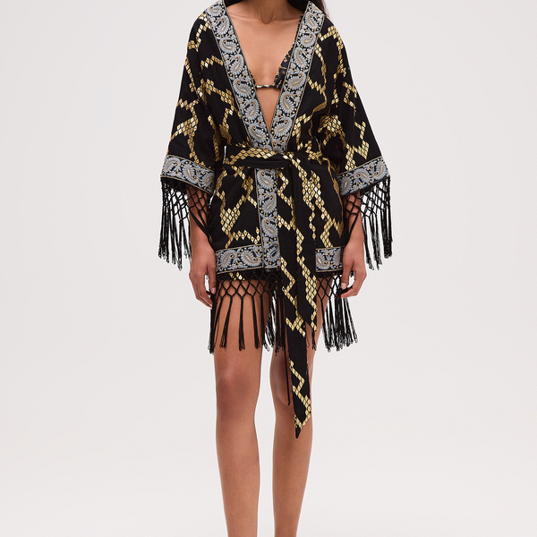 ヤ*キ様 Cording Embroidery Quilted Wrapped KIMONO JACQUARD DOURADO PASSAMANARIA E FRANJAS PRETO – TIG STORE