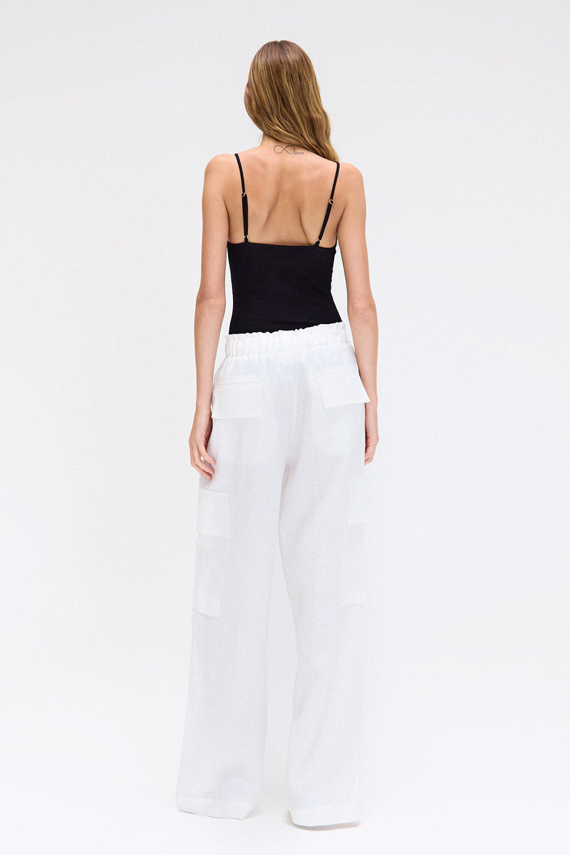 CALÇA CARGO ELÁSTICO CÓS LINHO OFF WHITE (8699442135267)