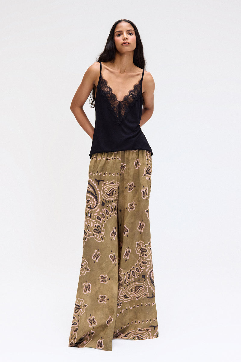 CALÇA PANTALONA ELÁSTICO CÓS ALGODÃO BANDANA VERDE (8699443282147)