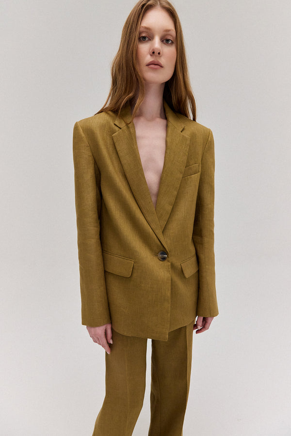 BLAZER ALFAIATARIA LINHO VERDE OLIVA (8672249413859)