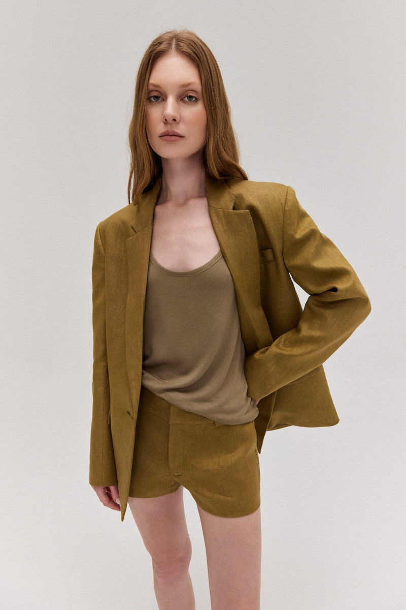 BLAZER ALFAIATARIA LINHO VERDE OLIVA (8672249413859)