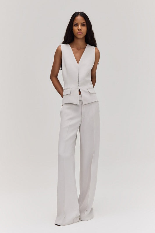 CALÇA ALFAIATARIA BARRA ITALIANA  CREPE PATOU CINZA CLARO (8672250134755)