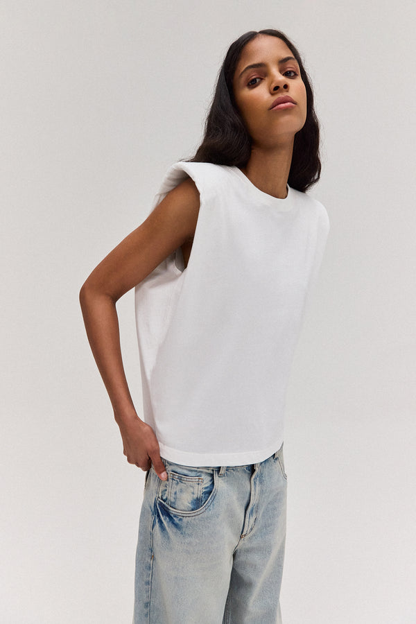CAMISETA SEM MANGA OMBREIRAS MALHA OFF WHITE (8673174225123)