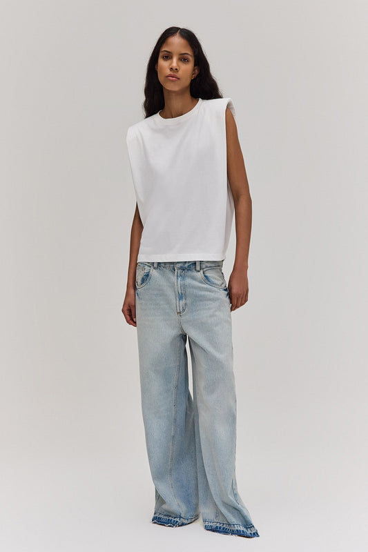 CAMISETA SEM MANGA OMBREIRAS MALHA OFF WHITE (8673174225123)