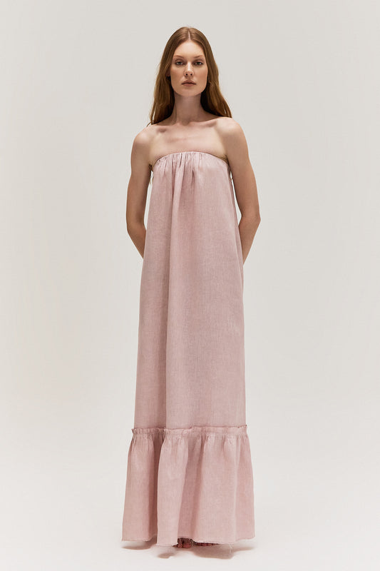 VESTIDO LONGO TOMARA QUE CAIA LINHO ROSA (8672254034147)