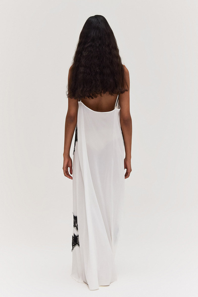 VESTIDO LONGO ALÇA SEDA ENTREMEIOS RENDA OFF WHITE (8672253640931)