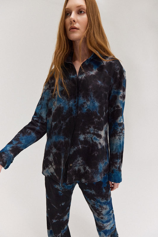 CAMISA LINHO TIE DYE AZUL E PRETO (8672251740387)