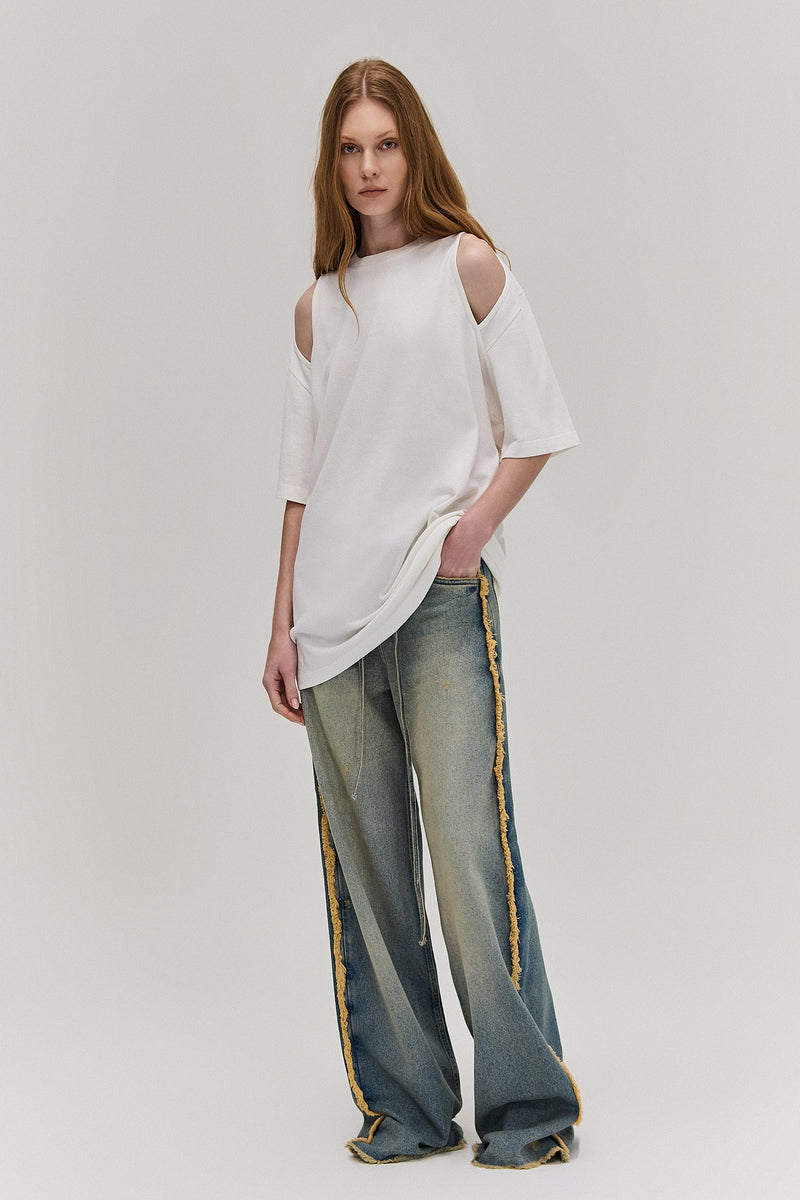 CALÇA JEANS PERNA LARGA DESFIADO LATERAL DIRTY BLUE (8579902177507)
