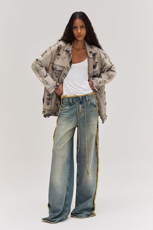 CALÇA JEANS PERNA LARGA DESFIADO LATERAL DIRTY BLUE (8579902177507)