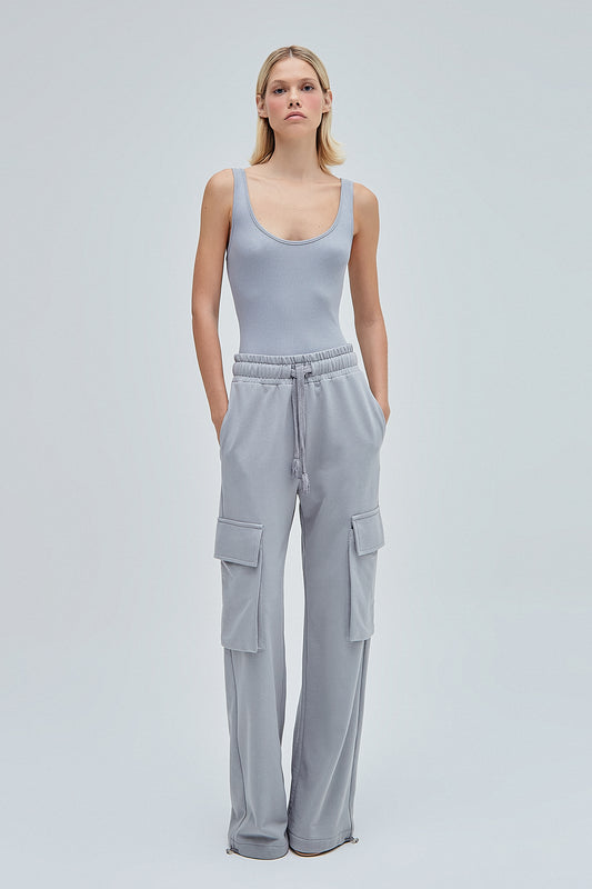 CALÇA CARGO MOLETOM CINZA (8362854285539)