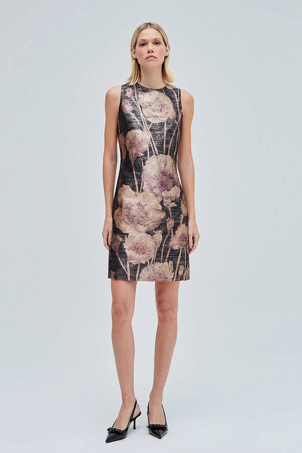 VESTIDO TUBO JACQUARD ESTAMPA FLORAL (8362860806371)