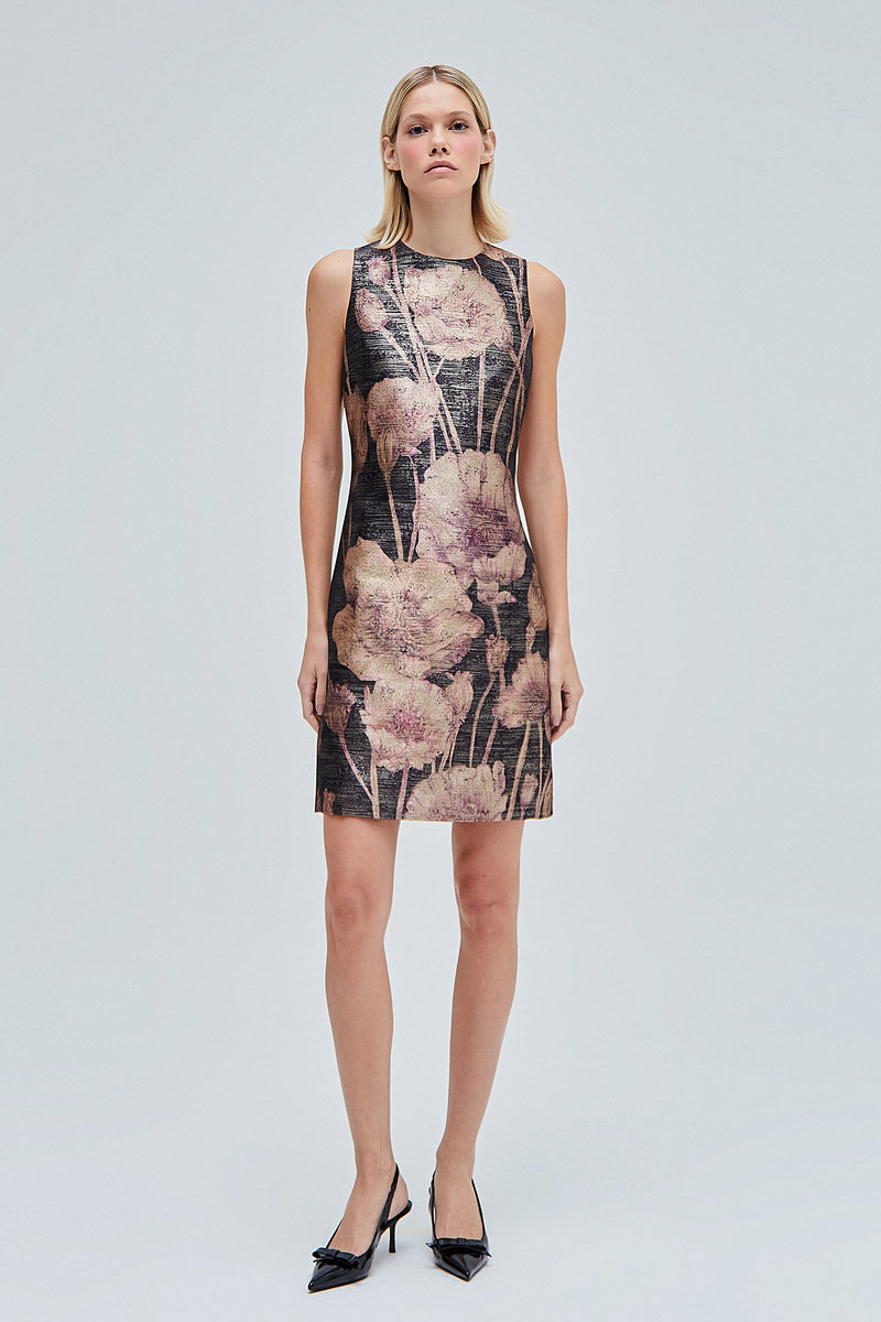 VESTIDO TUBO JACQUARD ESTAMPA FLORAL (8362860806371)