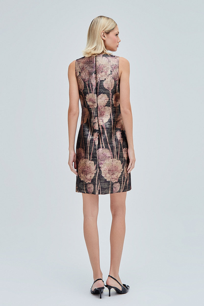 VESTIDO TUBO JACQUARD ESTAMPA FLORAL (8362860806371)