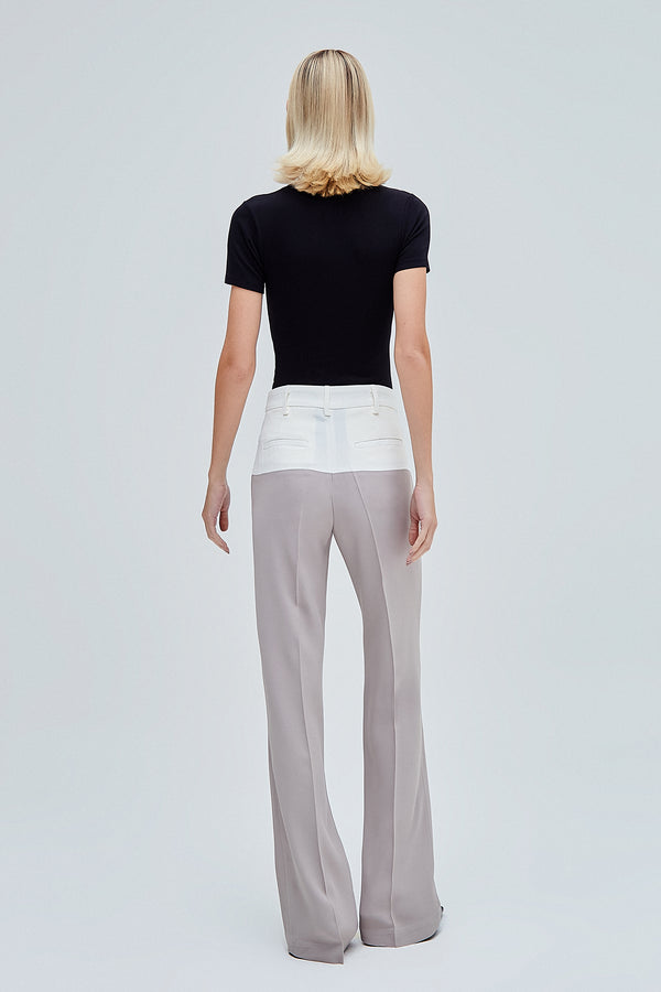 CALÇA RETA BICOLOR CREPE PATOU CINZA E OFF WHITE (8362856153315)
