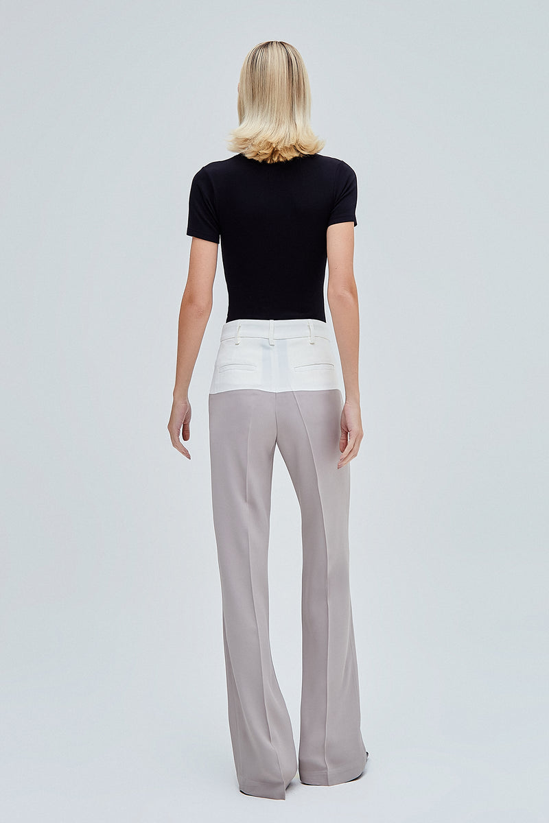 CALÇA RETA BICOLOR CREPE PATOU CINZA E OFF WHITE (8362856153315)