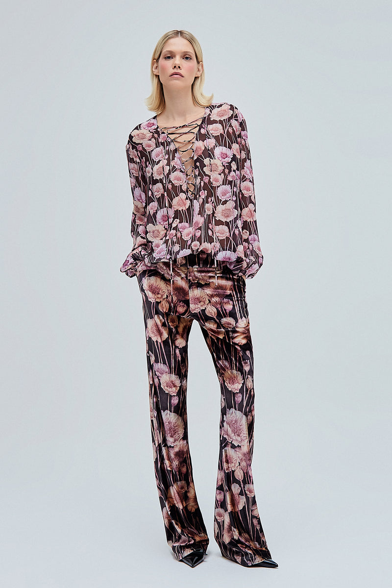 CALÇA RETA VELUDO ESTAMPA FLORAL (8362857955555)