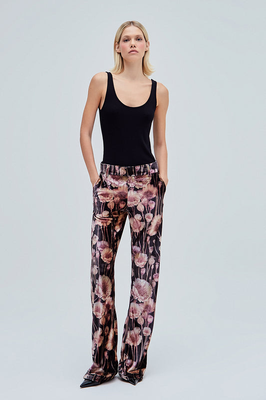 CALÇA RETA VELUDO ESTAMPA FLORAL (8362857955555)