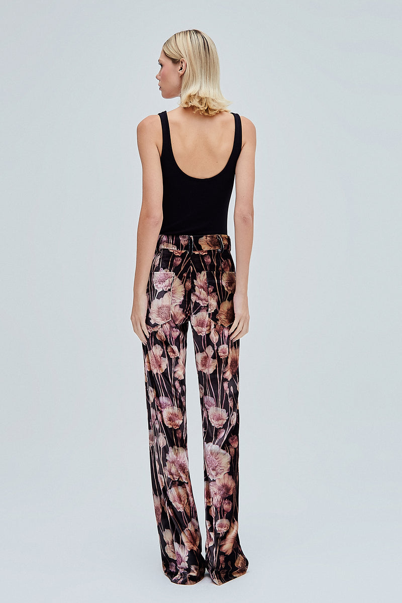 CALÇA RETA VELUDO ESTAMPA FLORAL (8362857955555)