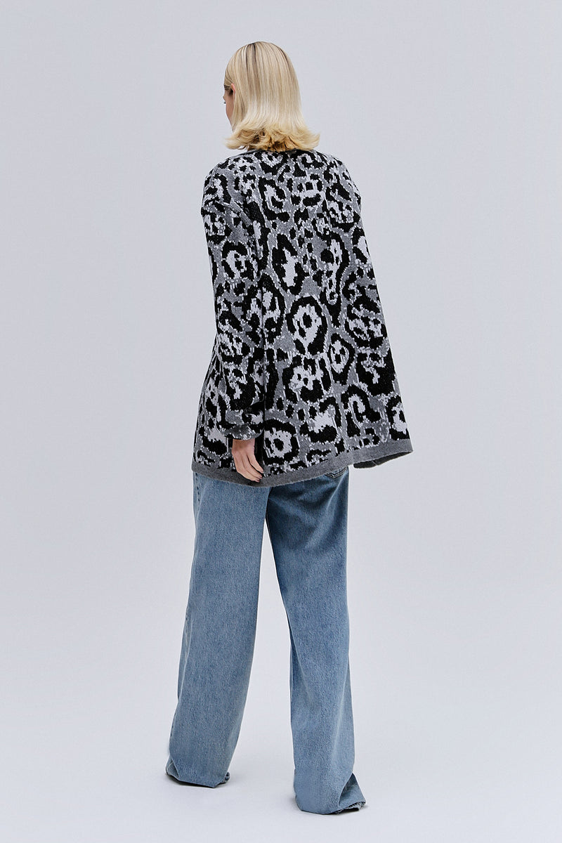 CARDIGAN TRICOT ONÇA CINZA (8365195428067)
