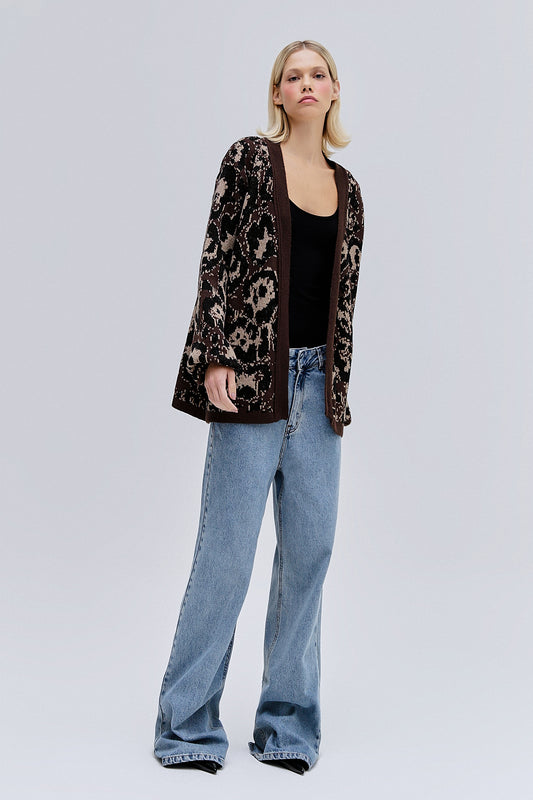 CARDIGAN TRICOT ONÇA MARROM (8365194739939)